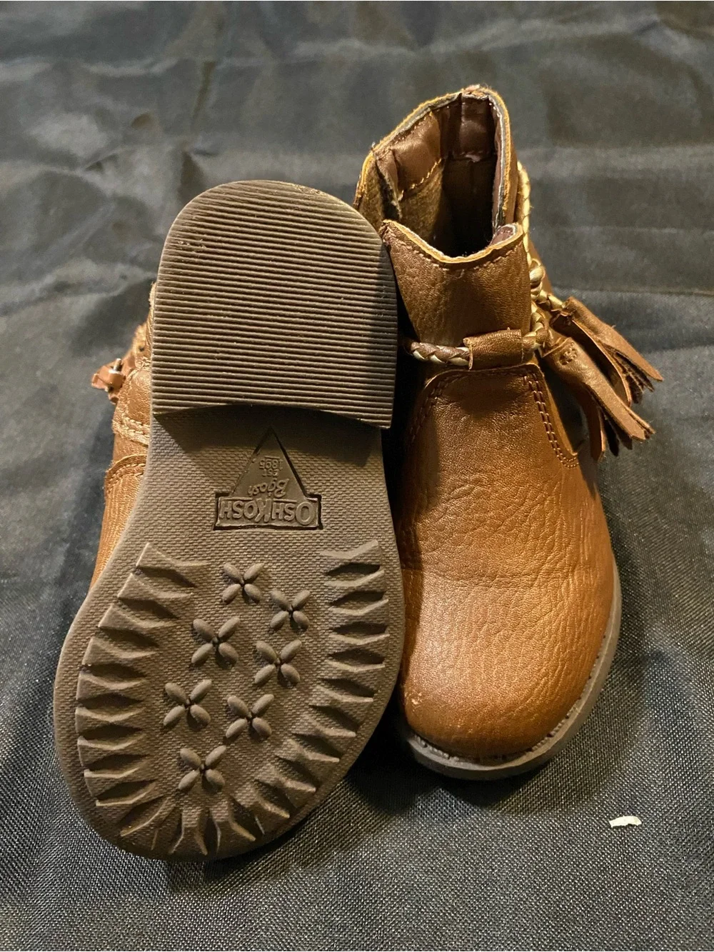 OshKosh B'gosh Brown Braided Tassel Ankle Boots for Kids